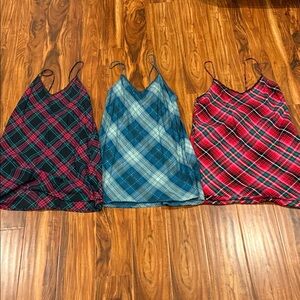 Victoria's Secret Plaid Chemises - Black, Blue, Red